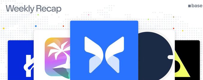 A 'Weekly Recap' graphic from base featuring various app icons including a blue logo with a geometric X design in the center.