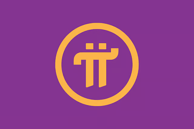 The Pi Network logo, featuring a stylized gold "π" symbol enclosed in a circle on a purple background.