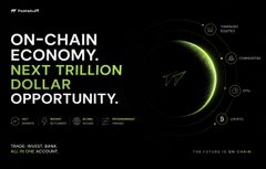 A Pantera Capital promotional banner with a dark theme reading 'ON-CHAIN ECONOMY. NEXT TRILLION DOLLAR OPPORTUNITY.' featuring cryptocurrency logos and a circular graphic design.