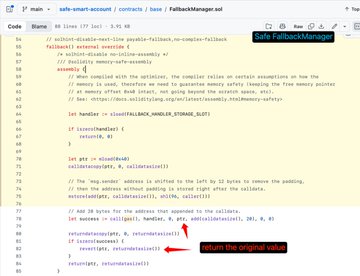 The image shows a computer screen with a code editor open, displaying a programming language text file that has been edited by someone named "gnosis pay exploit root cause: a taint of revert data gnosisscan.io/tx/0x5ea42911c". The code editor is located in the upper right corner and appears to be used for writing or editing code, while the text file is situated in the lower left corner. The image also contains two red arrows pointing at specific parts of the code, which could indicate where a problem occurred during the editing process.
