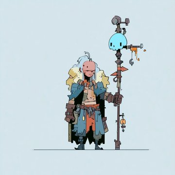 The image shows an illustrated post-apocalyptic wasteland character with white hair, rugged attire, and a staff topped with a glowing blue skull orb, perfectly embodying the "Wasteland" theme referenced in the post. The caption connects the $waste token and Forge mint to the rugged, survivalist-style artwork of this wasteland wanderer.

**Caption:** A rugged wasteland wanderer with a glowing skull-topped staff embodies the rugged spirit of the upcoming $waste mint on the Forge. 🔥