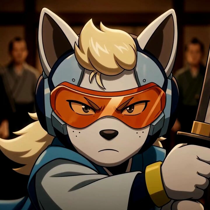 "In this post about the last 2 @katana campaigns, a guy was holding a sword with a white dog wearing an orange eye mask next to him," reads one of the sentences. "And now their third competition has just started, they are receiving $100K in USDC rewards which will translate to points." This image is related to the post as it shows the characters and setting from two campaigns for #katana gaming, with a focus on the third campaign featuring two dogs holding weapons.