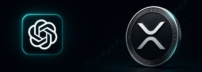 The image features a logo for a cryptocurrency called Ripple, which is represented by a silver coin placed next to an icon of a chatbot. The text below the image reads "BREAKING: ChatGPT users can now BUY $XRP directly during chat sessions, following its latest integration with MoonPay." This suggests that users can now easily buy Ripple coins through their chat sessions and integrate it into their existing MoonPay wallets for seamless transactions.