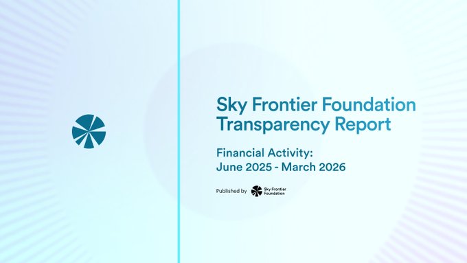 The image features a slide from a presentation with a blue background and white text that reads "Sky Frontier Foundation Transparency Report" followed by a logo of a star. The title of the report is "Finance Activity: June 25, 2016 - March 26, 2016". Below this, there's an image of a star, which could be interpreted as a logo or symbol related to the foundation. The text in the image reads "Focus on what is in the image and how it relates to the post", indicating that the content of the slide is relevant to the current discussion about transparency within the foundation.