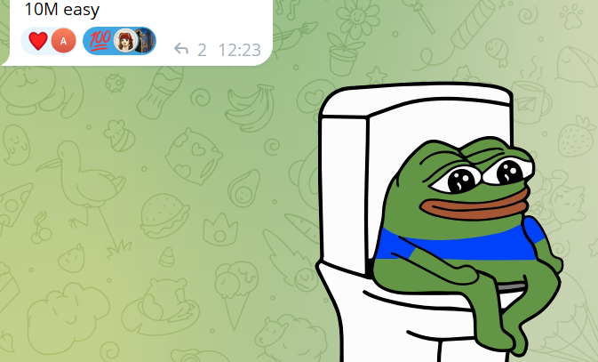 A melancholic Pepe the Frog sits on a toilet with a sad, teary-eyed expression, displayed alongside a social media post about "$VenusCoin" and a market cap ("10M easy") at 12:23, humorously reflecting the emotional "dip" from 3M to 800K mentioned in the post.