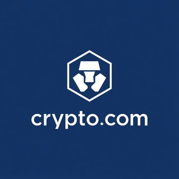 A dark blue background displays the Crypto.com logo—a white hexagon containing a stylized geometric icon—above the "crypto.com" wordmark in white text. The image relates to the accompanying post by representing the Crypto.com brand, which is terminating its planned CRO treasury venture with Trump Media (DJT).