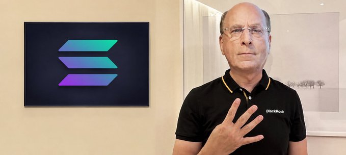 A man wearing glasses and a black polo shirt standing in front of a framed Solana logo on the wall.