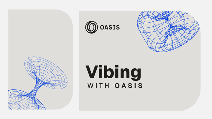 The image displays a branded graphic for "Vibing with OASIS" featuring the OASIS logo and abstract blue wireframe mesh designs on a light background. It serves as a title slide or cover image, visually framing the post's reflection on opaque systems whose hidden complexity is obscured from public scrutiny.