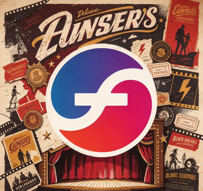 A vintage-style collage featuring various film and movie poster designs with the stylized text 'ANSWERS' prominently displayed at the top, overlaid with a colorful circular logo.