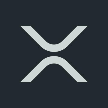 The image displays the XRP cryptocurrency logo (a stylized white "X" on a dark background) alongside a post discussing XRP's price drop to $1.08 and questioning whether investors should buy the dip or sell.