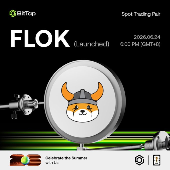 The image features a white circle with an orange and gray cartoon cat face, which appears to be a logo for the cryptocurrency Floki. The text "FLOKI/USDT spot trading is now live on BitTap" indicates that the image is related to the post about FLOKI or its trading partner, Spot Trading Pair (STP). The post also mentions that the coin has been launched and is available for trading with a plan. The image includes a small logo of a cat in orange and gray colors, which could be an advertisement for Floki or another cryptocurrency.