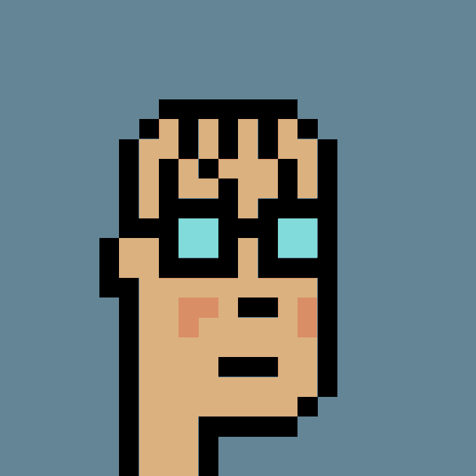 A pixel art portrait of CryptoPunk #5327, featuring a blonde male character with bright cyan eyes, displayed against a blue background to represent its recent sale for 33 ETH ($61,981 USD).