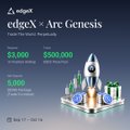An advertisement for 'edgo x Are Genesis' shows a rocket with the figures '$2,000' and '$500,000' labeled 'Total Token Holders' and 'Total Token Market', along with 'Now Deployed to BSC Mainnet'.