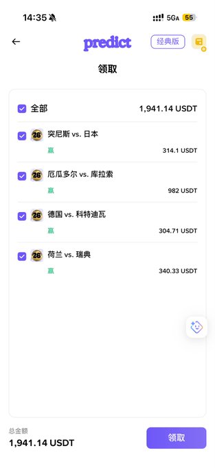 The image shows a phone screen displaying a list of items, including "Predict", "1.41", "1.44", "1.46", "1.48", "1.49", "1.51", "1.53", and "1.57". The post is titled "今天撸了1900U 抽个200U请你们吃KFC吧 厄瓜多尔压了100U中了900U 真他妈爽". The phone screen is located in the upper right corner of the image.