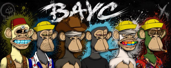 The image features a cartoon depiction of five monkeys wearing hats, with each monkey standing next to another one. The background of the image has various colors and designs, creating an artistic and visually appealing scene. The caption below the image reads "That's it. That's the tweet. @BoredApeYC #bayc #grailsotc #_PPMan_ #AdamWeitsman #collectionist #SnoopDogg #mfigge". This text is related to a post on social media, possibly discussing or promoting an art project featuring these cartoon monkeys and their hats.
