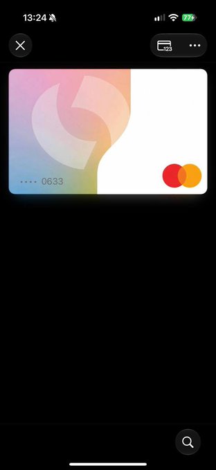 A screenshot of an Apple Wallet app on an iPhone showing a Maestro debit card ending in 0633.