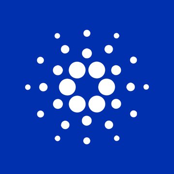 The Cardano (ADA) cryptocurrency logo, featuring a white circular pattern of dots on a blue background.