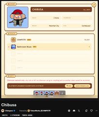 A digital interface shows a character profile named 'Chibusa' with the description 'Unknown Beast' and attributes like 'Normal City' and 'Earthbound'.