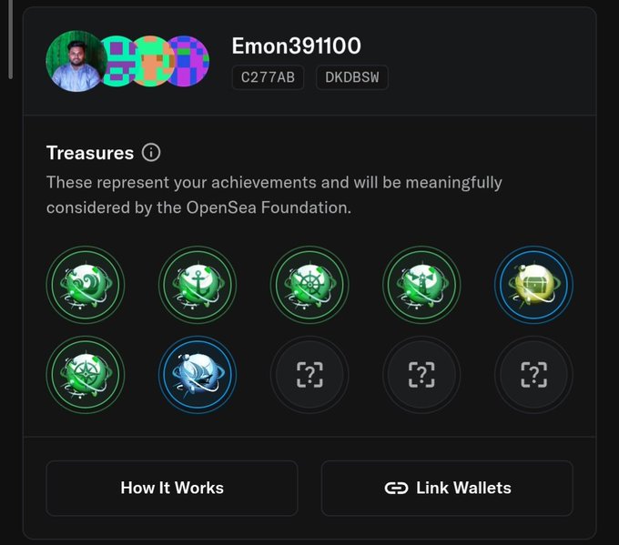 The image presents a screenshot of a computer screen showing a user's status on a website named OpenSea. The page displays several icons arranged across multiple rows, which are a part of the user interface or navigation bar on this platform. A post is shown that says "Hi @opensea I'm a regular OpenSea user and have been actively using the platform." 

The content of the image includes a person's profile picture, a text box displaying the name "@zjbrenner" along with other elements such as "How it works" and "link wallets," suggesting that they might be an admin or have some expertise in OpenSea activities. The context suggests that these features are available for free to users but may require registration to gain access, or there could be a need to provide an invite code to someone else who is interested in joining.