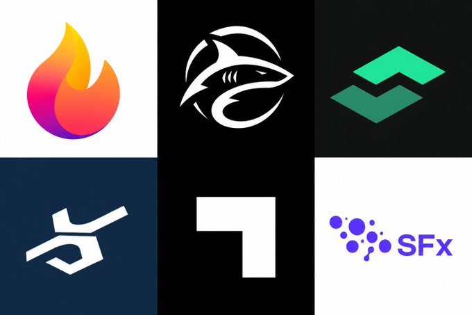 The image displays a grid of six project logos from the ARC ecosystem, including Hibachi's flame icon, alongside logos for other ARC-related projects like SFx (visible text), with the accompanying post highlighting seven notable projects to watch, starting with Hibachi's perp DEX backed by Dragonfly and Circle.