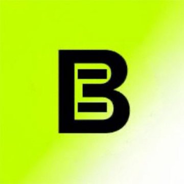 A black stylized letter 'B' logo on a bright lime green gradient background.