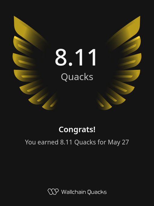 "I Just earned 8.11 Quacks in one day Turn insights into rewards and climb the leaderboard Finally the anima ai chat on @TheARCTERMINAL is active and running smoothly again, seems the X api is sorted The token generation event of @wallchain is likely to happen in Q4,"