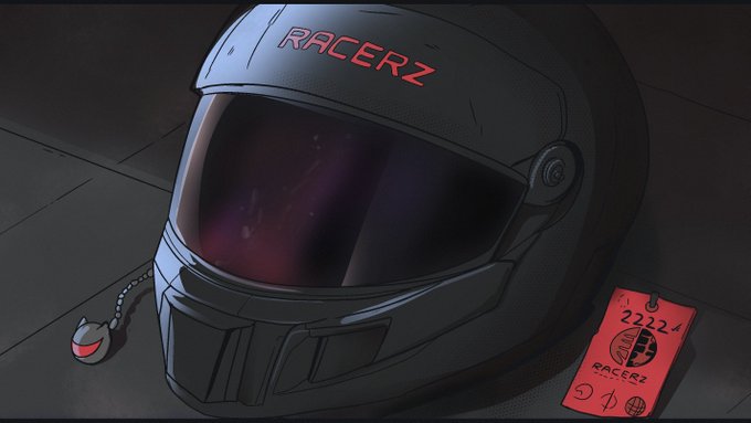 The image features a black helmet with the word "Racerz" written on it, placed on a table or countertop. There are also two other objects present - a keychain and a small red tag. The text of the image includes phrases such as "The checker is now live on @opensea", "@opensea", "#openses", and "Everything is set and ready for the next phase. Stay prepared, stay focused, and make sure your wallet is ready for the starting line". These sentences provide context to the scene and emphasize the importance of being prepared and attentive in this particular situation.