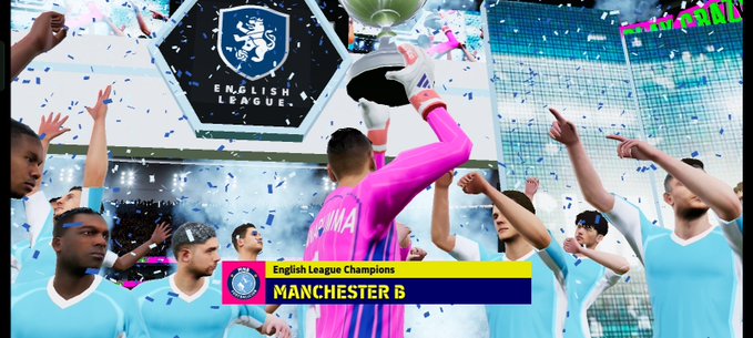 The image features a group of people celebrating, with one person holding up a trophy or a soccer ball. The celebration takes place in front of a large screen displaying the Manchester United logo. The text "@TermMaxFi" can be seen on the image as well.