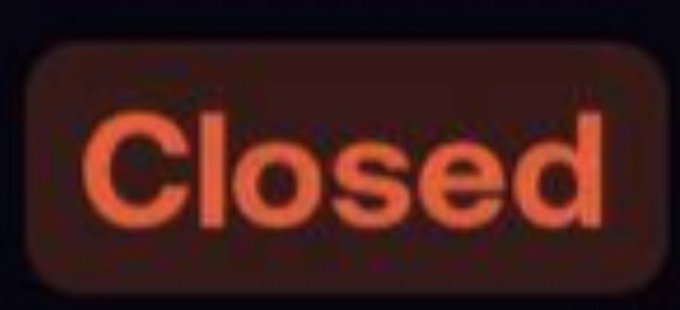 A glowing red "Closed" sign is displayed, contrasting with the accompanying post where a crypto enthusiast enthusiastically promotes a coin as their "retirement play," insisting anyone who sells doesn't care about their kids' future—suggesting the image represents the inevitable outcome or warning sign for such overly hyped investments.