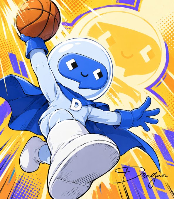 A cartoon superhero character with a "D" emblem leaps dynamically while holding a basketball, with a large coin bearing the same "D" logo shining in the background. The image visually reinforces the post's message about Dlicom App, portraying the platform as a heroic gateway that turns user participation into real, valuable opportunities in the SocialFi space.