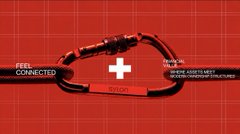 A promotional image for a red and black FEEL CONNECTED wristband with a Swiss cross design and text indicating it serves as 'YOUR FIRST LIFE-SAVING' membership.