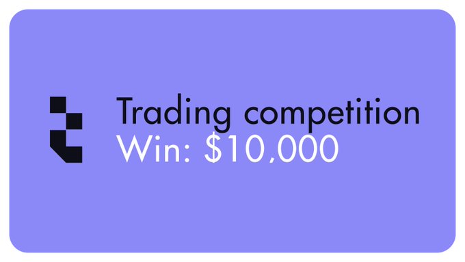 A purple promotional graphic displaying a black logo with the text 'Trading competition' and 'Win: $10,000'.