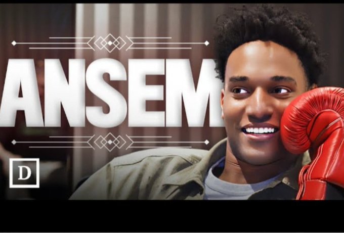 A smiling man rests a red boxing glove against his cheek next to large "ANSEM" text, with a "D" logo in the corner—visually representing Ansem as a powerful, confident figure. The image's boxing glove and the "Black Bull" branding in the post tie together to portray Ansem's dominance in the Solana trading space and the spirit behind the community-created $ANSEM memecoin.