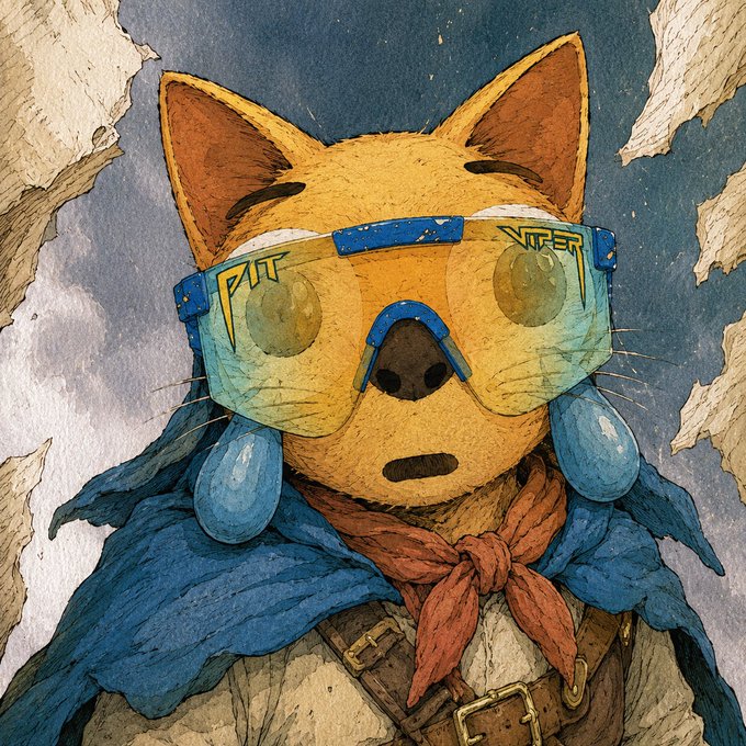 The image features a cartoon cat wearing sunglasses, goggles, and a cape with buckles. The cat appears to be dressed for an adventure or perhaps as a character from a story. The caption "gmog accumulate that mog coin" suggests that the cat might have been inspired by a popular children's book series or movie featuring a similar theme.

The image is accompanied by a watermark that reads "gmog accumulate that mog coin". This watermark indicates that the artist who created this cartoon was influenced by the story of "gmog accumulate that mog coin" and incorporated elements from it into their artwork.