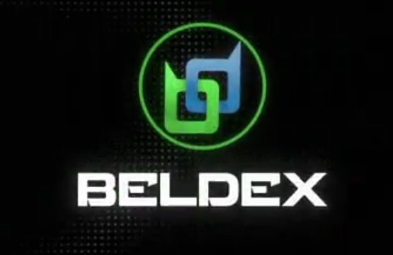 The BELDEX cryptocurrency logo displayed on a black background with a stylized green and blue 'B' emblem.