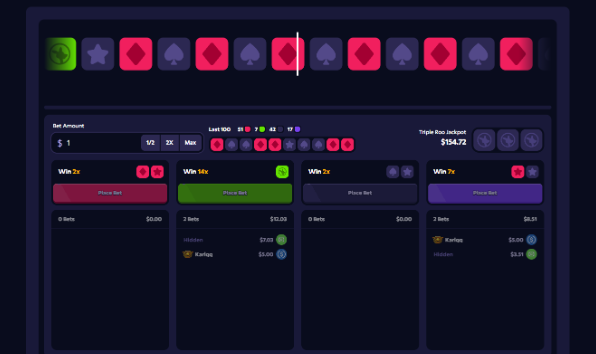 A Roobet roulette interface displays a betting layout with the Triple Roo Jackpot at $154.72, showing active bets of $1 on the 2 Bets row including $1.01 on Odd and $5.00 on Red. The recent results (35, 32, 17, 14, 42, 12) and color distribution at the top suggest the player's winning streak referenced in the post about earning +240 units tonight.