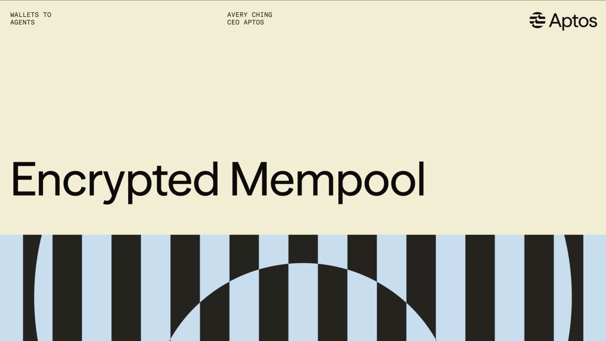 The image features a white background with black stripes and a blue circle that reads "Encrypted Mempool". The text also includes information about the company Apotheos, which is a company specializing in blockchain technology. The caption below the image provides more context on the content of the image.