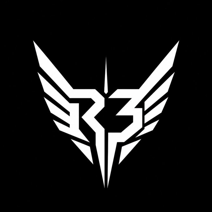 A stylized white emblem featuring sharp, angular wings extending outward from a central geometric design with a vertical sword-like element piercing through it, all set against a black background. The aggressive, futuristic insignia visually reinforces the "R3BIRTH?" theme, evoking themes of transformation, rebirth, and striking new beginnings.