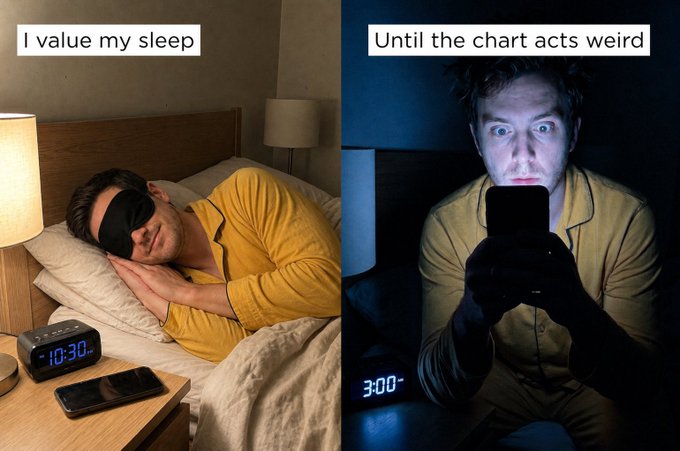 A man peacefully sleeps in bed at 10:30 PM, but later wakes wide-eyed and alarmed when the clock displays an impossible "3:00" reading, perfectly illustrating the "born to rest, forced to monitor" struggle of trusting unreliable alarm clocks.