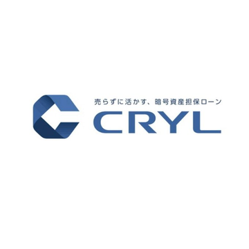 The image displays the CRYL logo featuring a stylized blue "C" emblem alongside the company name "CRYL" with Japanese text reading "売らずに活かす、暗号資産担保ローン" (roughly translating to "Utilize without selling, crypto asset-backed loans"). This branding visually represents the Japanese lender's new Bitcoin-backed lending service allowing users to borrow up to $6.2 million without selling their BTC holdings.