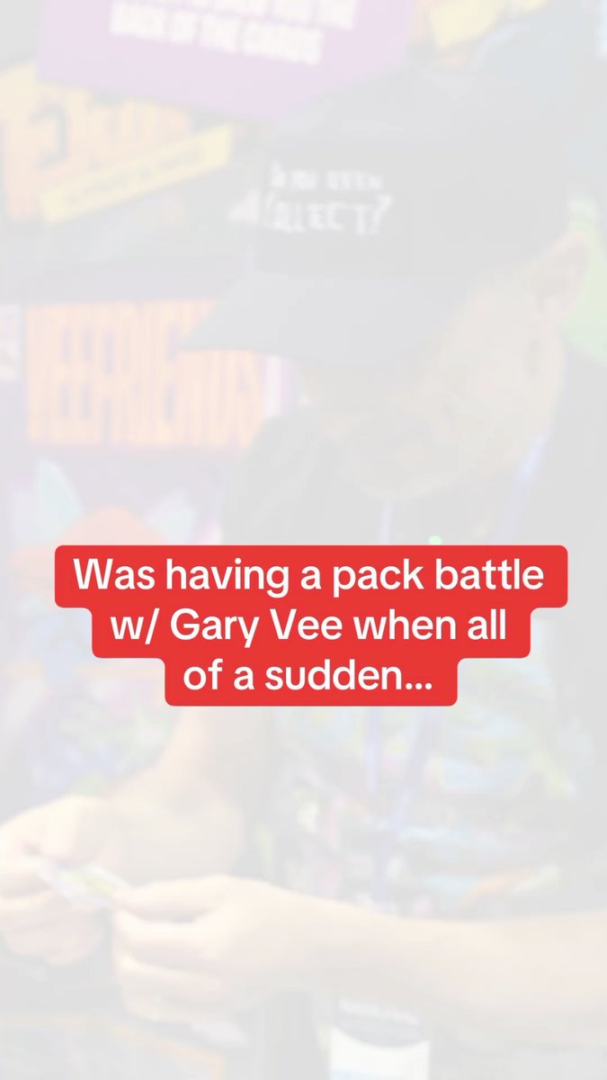 Faded photo of a person wearing a cap labeled 'DIRECT?' with an overlay text reading 'Was having a pack battle w/ Gary Vee when all of a sudden...'