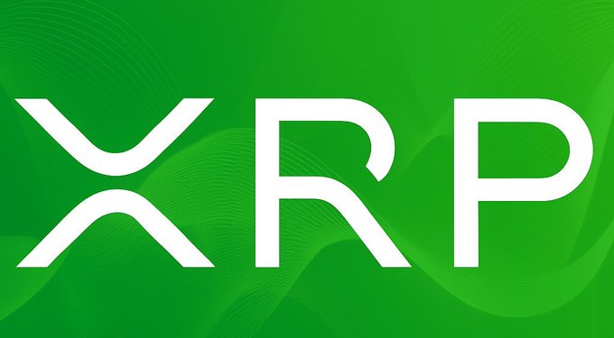 The XRP logo displayed in white text on a green background, representing the Ripple cryptocurrency.