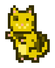 A small yellow pixel-art character that resembles a hamster or mouse standing upright.