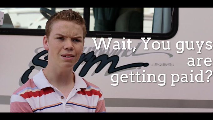 A meme featuring a young man in a striped polo shirt with a confused expression, with text overlay reading 'Wait, You guys are getting paid?'