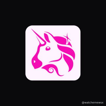 A pink stylized unicorn logo on a white square background, credited to @watchemewsx.