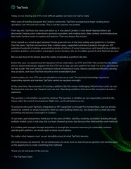 The image shows a black background with a white text box containing information about a project called "Cardano". The text box includes details about the project's history, its current status, and the challenges faced by the team working on it.