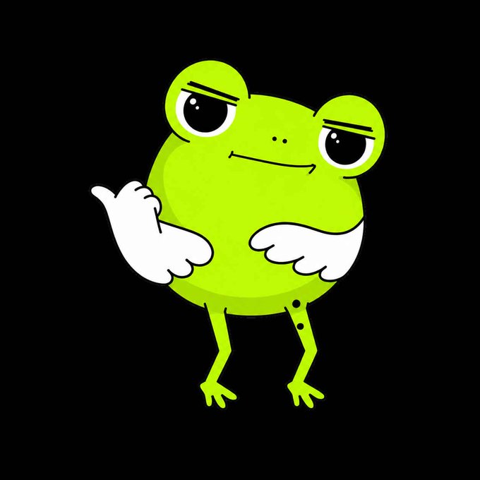 A cartoon frog with a smug side-eye expression and crossed arms stands against a black background, embodying the skeptical, unimpressed sentiment of the post mocking the untrustworthy "$INJOH" promoter.