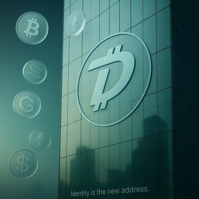 The image features a tall glass building with a logo that reads "DIGIBYTE" written in white letters, surrounded by bubbles floating around it. The bubbles are of various sizes and colors, creating an interesting visual effect against the backdrop of the building's facade. The text on the image reads "identity is the new address." This message seems to be related to the concept of Digibyte, a cryptocurrency that was created in 2012 by a group of developers who wanted to create a secure and transparent way for people to send and receive digital currency. The bubbles surrounding the building symbolize the idea of transparency and openness associated with Digibyte's identity-based approach to digital currency.