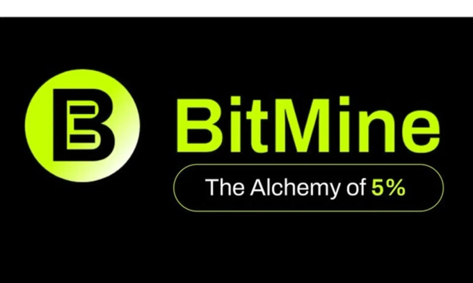 The image displays the BitMine logo featuring a stylized "B" inside a green gradient circle, alongside the tagline "The Alchemy of 5%." This branding aligns with the post's mention of BitMine's 8-K filing, which highlights their significant holdings of 5,901,112 ETH (worth approximately 20.38 trillion KRW) as part of their treasury strategy.