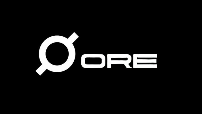 A white logo on a black background featuring a circular symbol with a diagonal line above the word 'CORE'.